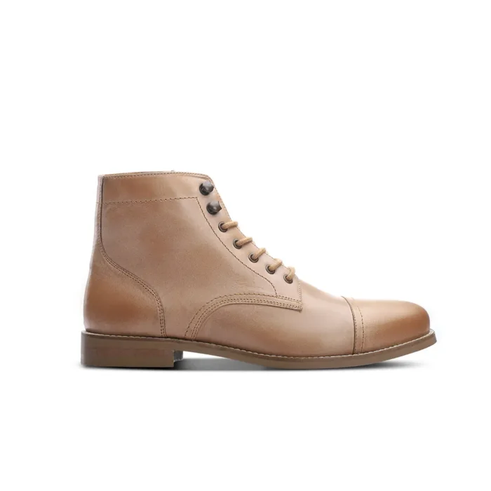 Wood Tan Leather Ankle Boot
